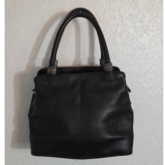 Fossil Leather Shoulder Bag Purse Handbag Black 3 Compartment‎ Lined CLEAN - Picture 6 of 14